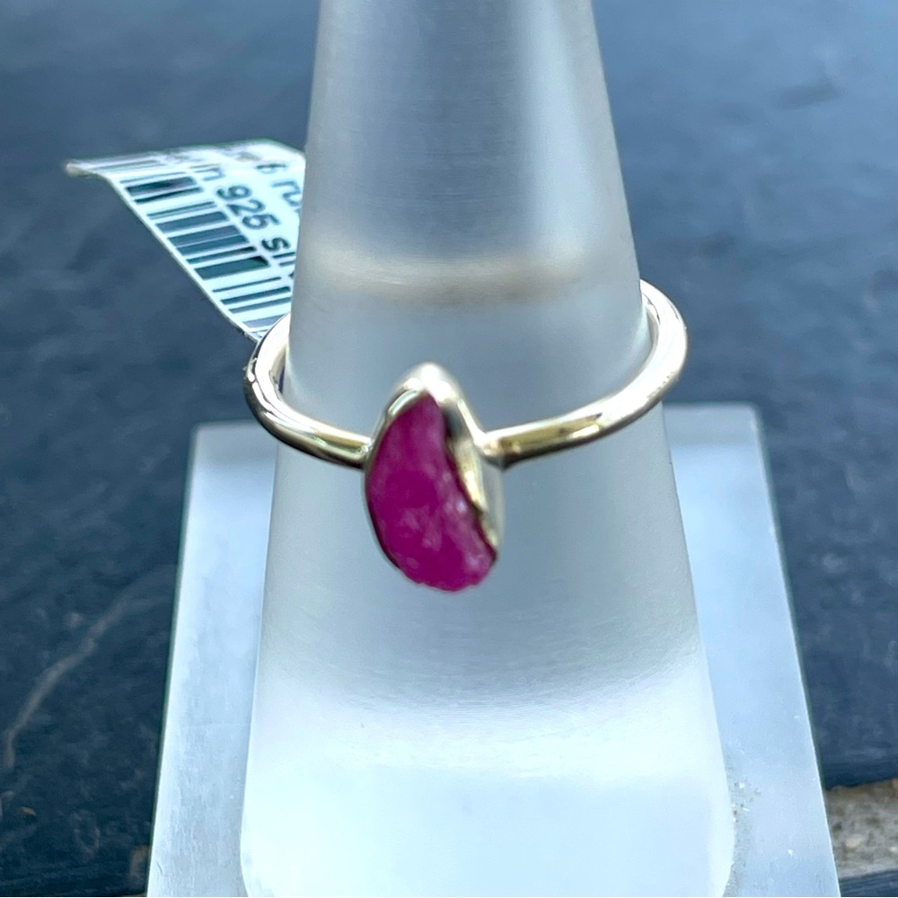 One of a kind ruby rough sterling Silver Ring size 6